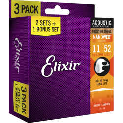 Elixir Nanoweb 3 PACK 16544 11-52 Custom Light